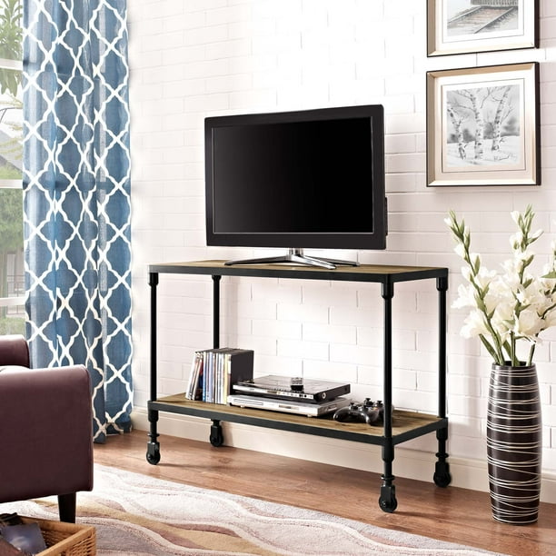 Modway Raise Modern Rustic Pine Wood TV Stand in Brown