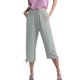 thumbnail image 2 of WILLBEST Pantalones Capri Casuales de Lino con Cordón Ajustable para Mujer, de Color Liso, Cómodos para Uso Diario. Grande, 2 of 8
