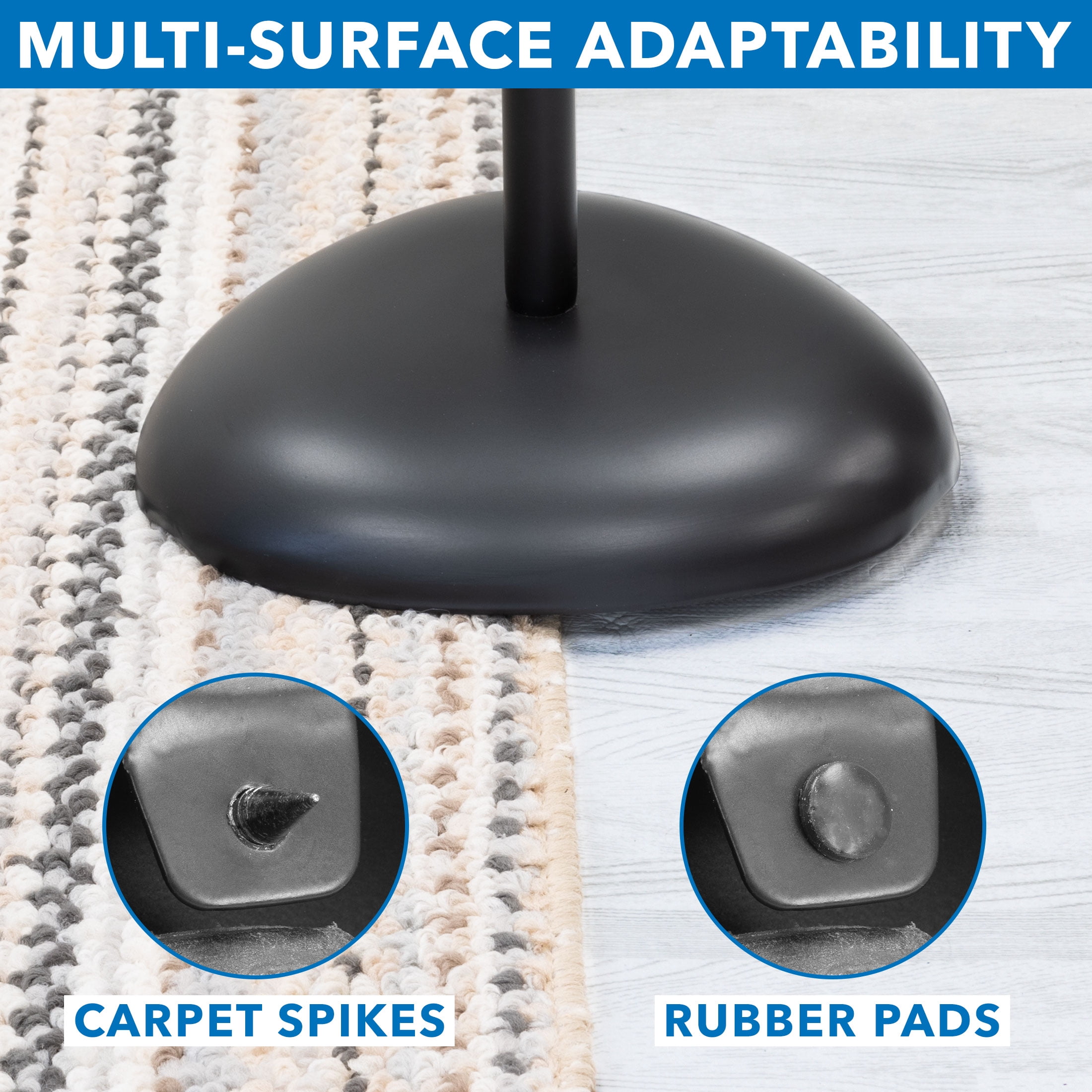 Mount-It! Height Adjustable Speaker Floor Stands, Black, (2 Count)