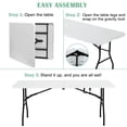 thumbnail image 6 of NiamVelo Folding Tables 6ft Folding Table Portable Plastic Indoor Outdoor Camping Dining Table with Carrying Handle, White, 6 of 9