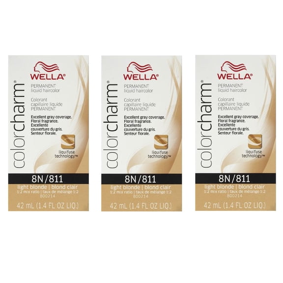 WELLA COLOR CHARM Permanent Light Blonde Liquid Hair HC-L811/8N (3 Pack)