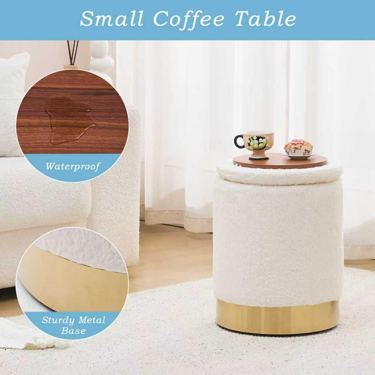 Casa Pura Furniture Elegant Storage Ottoman with Decorative Wooden Lid Modern Stylish Storage Solution for Living Room, Bedroom, and More