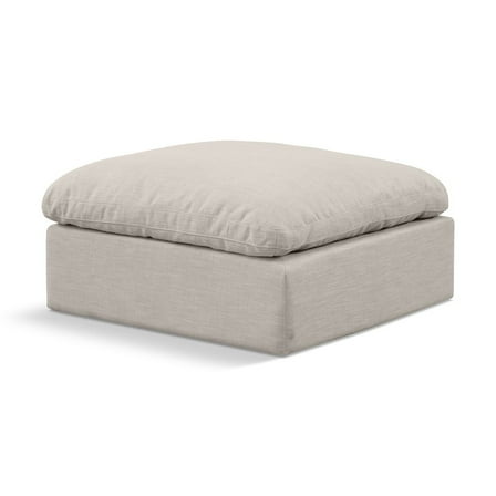 Meridian Furniture Indulge Contemporary Linen Fabric Ottoman in Beige