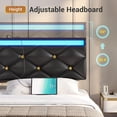 thumbnail image 6 of Full Size Floating Bed Frame with LED Lights and Charging Station,Modern Upholstered Platform Bed Frame with Leather Headboard,Noise Free,Black, 6 of 8