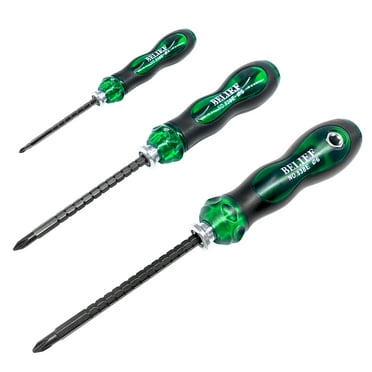 Yalin 3-Piece Ratchet Telescopic Screwdriver,Double-Head Magnetic Ratcheting Screw Driver,Adjustable Rod Length,The Tip of the Rod are Slotted and Phillips,Industrial Strength,Easy to Load (Green)