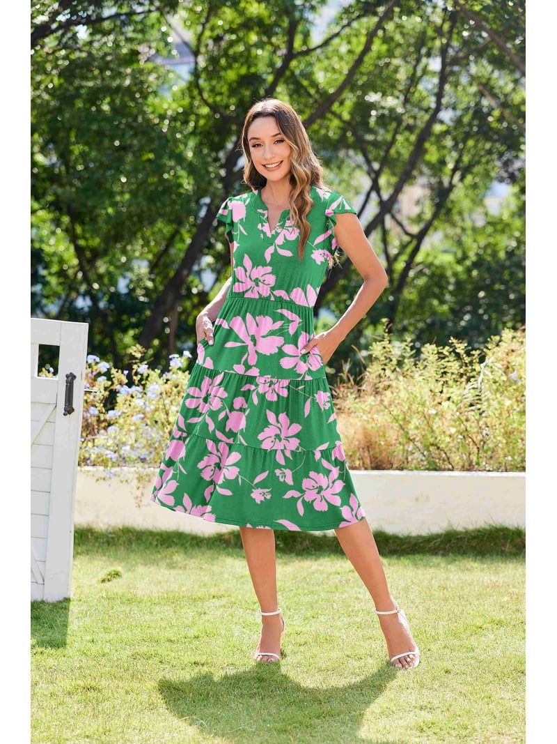 casual day dresses midi casual summer midi dresses Midi Dresses for Women 2026 Spring Square Neck Tank Sleeveless A Line Casual Summer Sundresses with Pockets-parroquiadesanalbertomagno.com