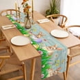 thumbnail image 3 of Easter Bunny Table Runner - 36 Inch Long, Kitchen Dining Table Runner Dresser Scarves, Spring Easter Eggs Floral Teal Wood Farmhouse Decor for Coffee Tables Wedding Party Banquet, 3 of 8