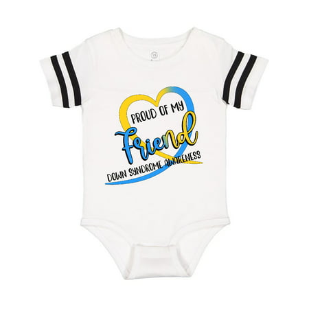 

Inktastic Proud of my Friend Down Syndrome Awareness Heart Ribbon Gift Baby Boy or Baby Girl Bodysuit