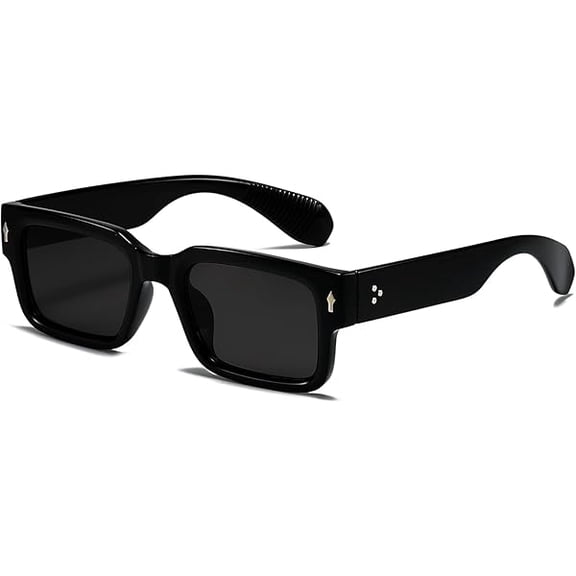 LYH Square Frame Sunglasses for Women Men Trendy Chunky Rectangle Sun Glasses Black Shades UV400 Protection