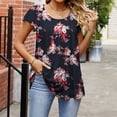 thumbnail image 2 of Camisetas con estampado de cuello redondo para mujer Elegantes camisetas informales de primavera y verano con cuello en V y manga Ruck Blusa Tops Camisa de manga corta OAVQHLG3B Store  lin121212, 2 of 5