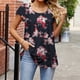 thumbnail image 2 of Camisetas con estampado de cuello redondo para mujer Elegantes camisetas informales de primavera y verano con cuello en V y manga Ruck Blusa Tops Camisa de manga corta OAVQHLG3B Store  lin121212, 2 of 5