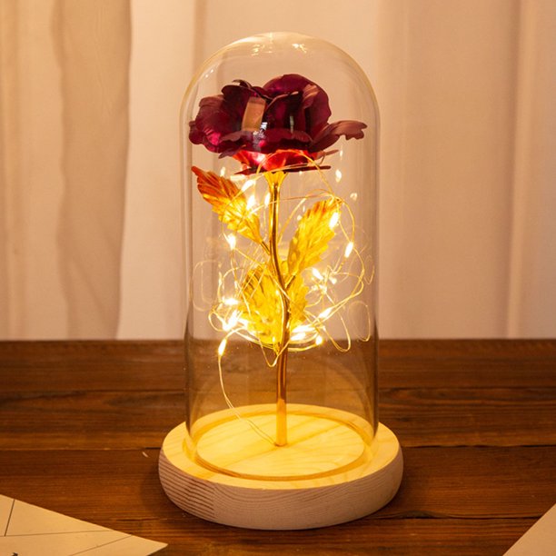 Beauty And The Beast Rose In Glass Dome Beautiful Eternal Rose Led Light For Valentine S Day Anniversary Mother S Or Christmas Day Gift Walmart Com Walmart Com