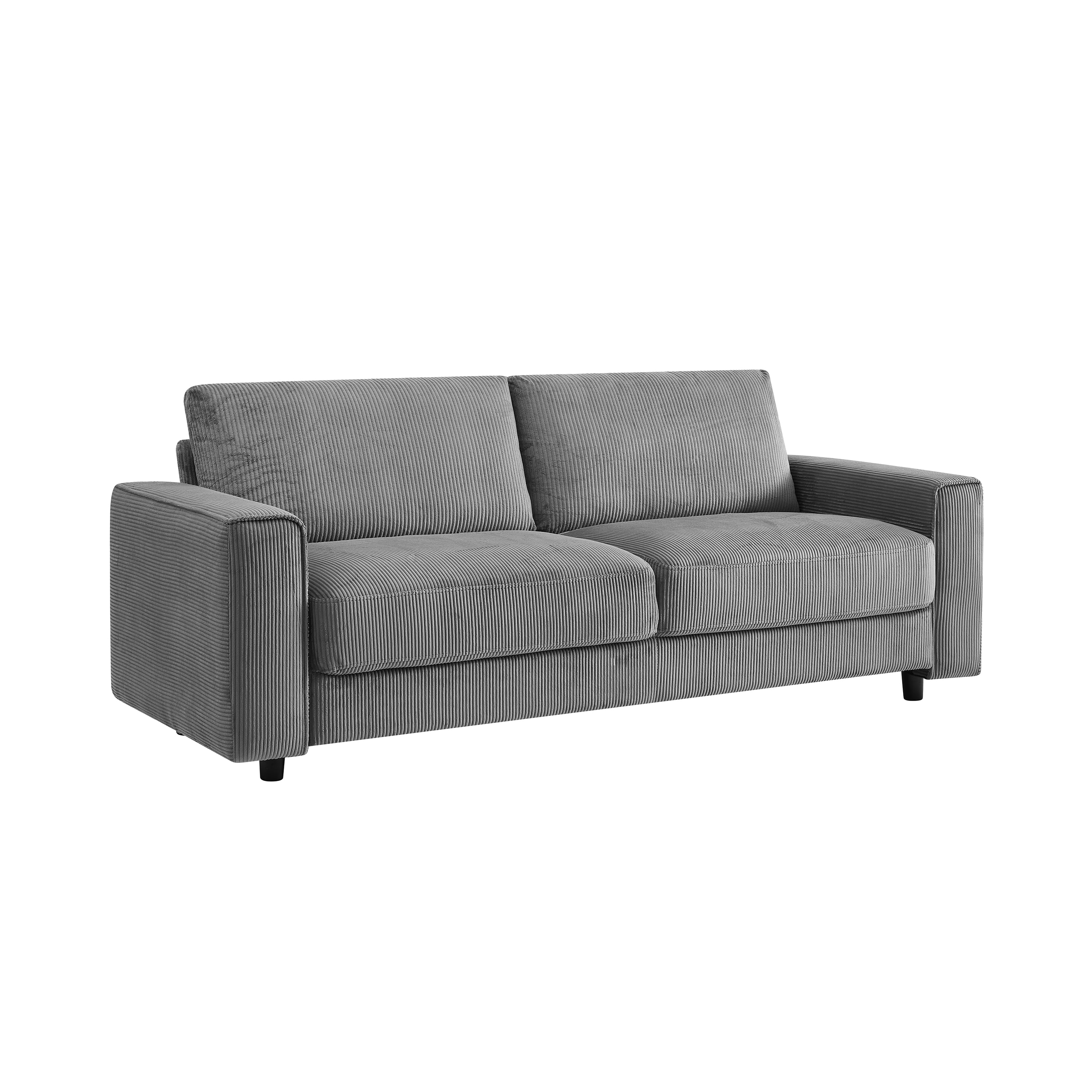 Modern Contemporary Upholstered Corduroy Plush Tufted Sofa, Grey
