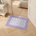 thumbnail image 2 of ODIKA 2'x3' Ultra-Soft Accent Mat, Delicate Lavender Blossom Scattered Botanical Round With Border None Washable, Bare feet friendly, Easy Care Indoor rug for Bedside, Footrest, 2 of 7