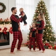 thumbnail image 2 of Christmas Family Matching Pajamas Set, Letters Elk Print T-shirt with Plaid Pants, 2 of 7