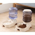 thumbnail image 1 of Paquete de 2 comederos automáticos para gatos y dispensador de agua en juego para perros pequeños y medianos, cachorros y gatitos, gran capacidad, 1 galón x 2, color blanco, 1 of 2