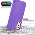 thumbnail image 3 of Galaxy S21 Plus Case for Samsung Galaxy S21 Plus 5G Case Military Drop Shockproof Armor Heavy Duty Rugged 3 in 1 Protection Cover for Galaxy S21 Plus S21+ Phone Case (Purple+Rose Red), 3 of 9