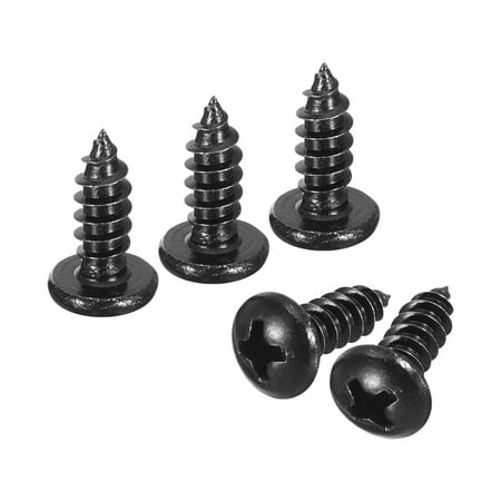 

4mm x 12mm Phillips Pan Head Self-tapping Screw 100pcs - 304 Stainless Steel Round Head Wood Screw (Black)