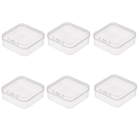 Naisfei 6 Pcs Small Jewelry Storage Box, Pack Mini Clear Jewelry Box with Hinged Lid Small Plastic Jewelry Box Square Storage Box for Tiny Mini Jewelry