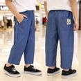 thumbnail image 2 of ZXLBBD Boys Summer Jeans Straight Leg Elastic Waist Loose Fit Denim Pants for Toddler Youth Breathable Trousers Versatile Casual Outdoor,Dark Blue,Size 3 Y-4 Y, 2 of 6