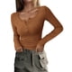 thumbnail image 1 of Camisa de Mujer PRETTYGARDEN Otoño 2025 Manga Larga Henley Caqui S, 1 of 8