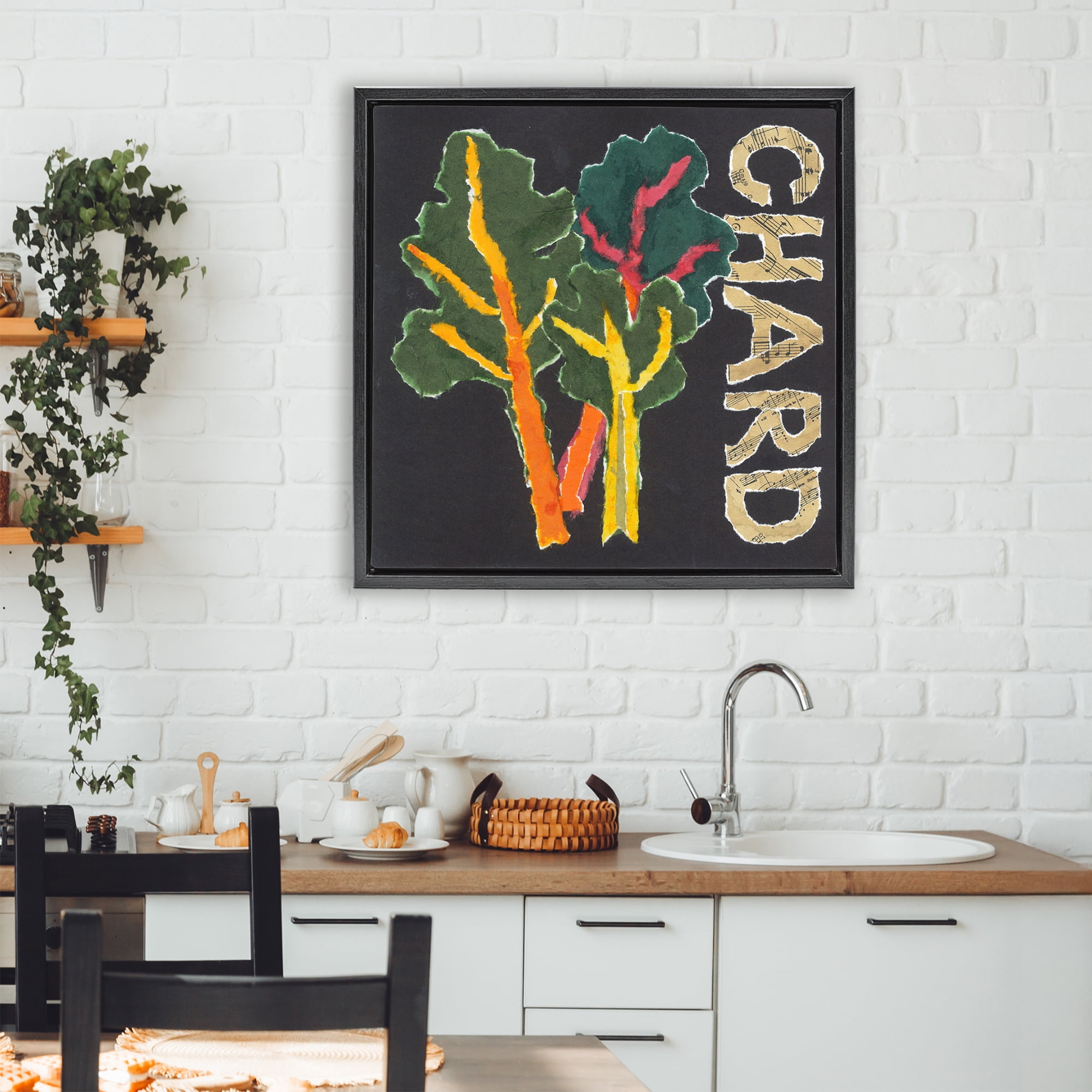 Stupell Industries Chard Leafy Vegetable Black Framed Floater Canvas Wall Art, design by Nancy Overton