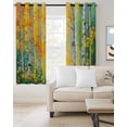 thumbnail image 2 of Modern Oil Painting Blackout Curtains for Bedroom Living Room Darkening Curtains 54 Inch Long Yellow Green Summer Botanical Short Curtain for Small Window Treatment Insulated Grommet Drapes 42"x54"x2, 2 of 9