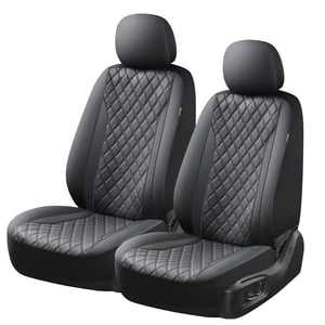 Coverado PVC & Fabric Front Seat Covers, Black, 4 Pieces