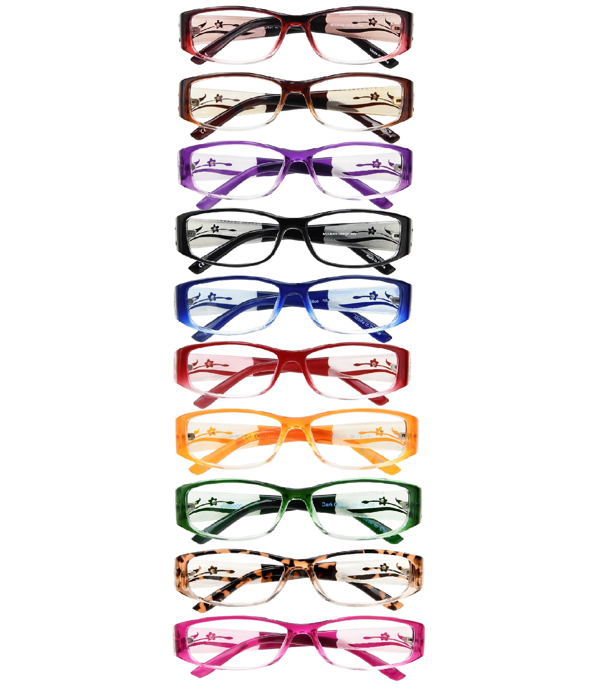 EYEBOGO Kaylee Stylish Reading Glasses for Women (10-Pack, +3.75)