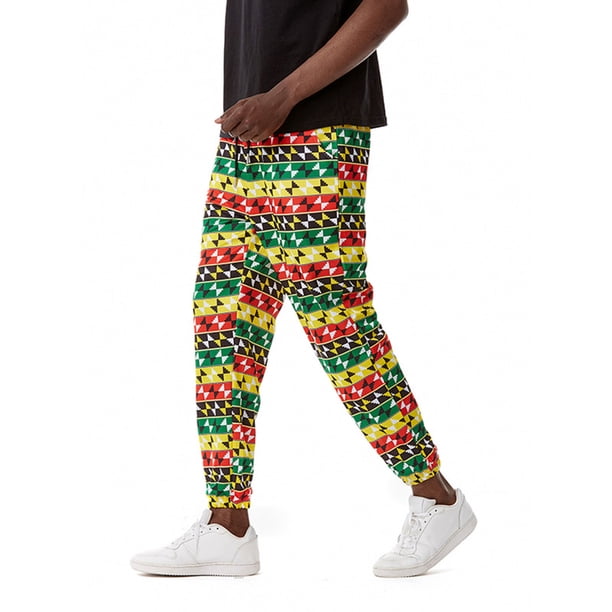 Puntoco Pantalones holgados con bolsillos y cordón de gran tamaño con estampado para hombre