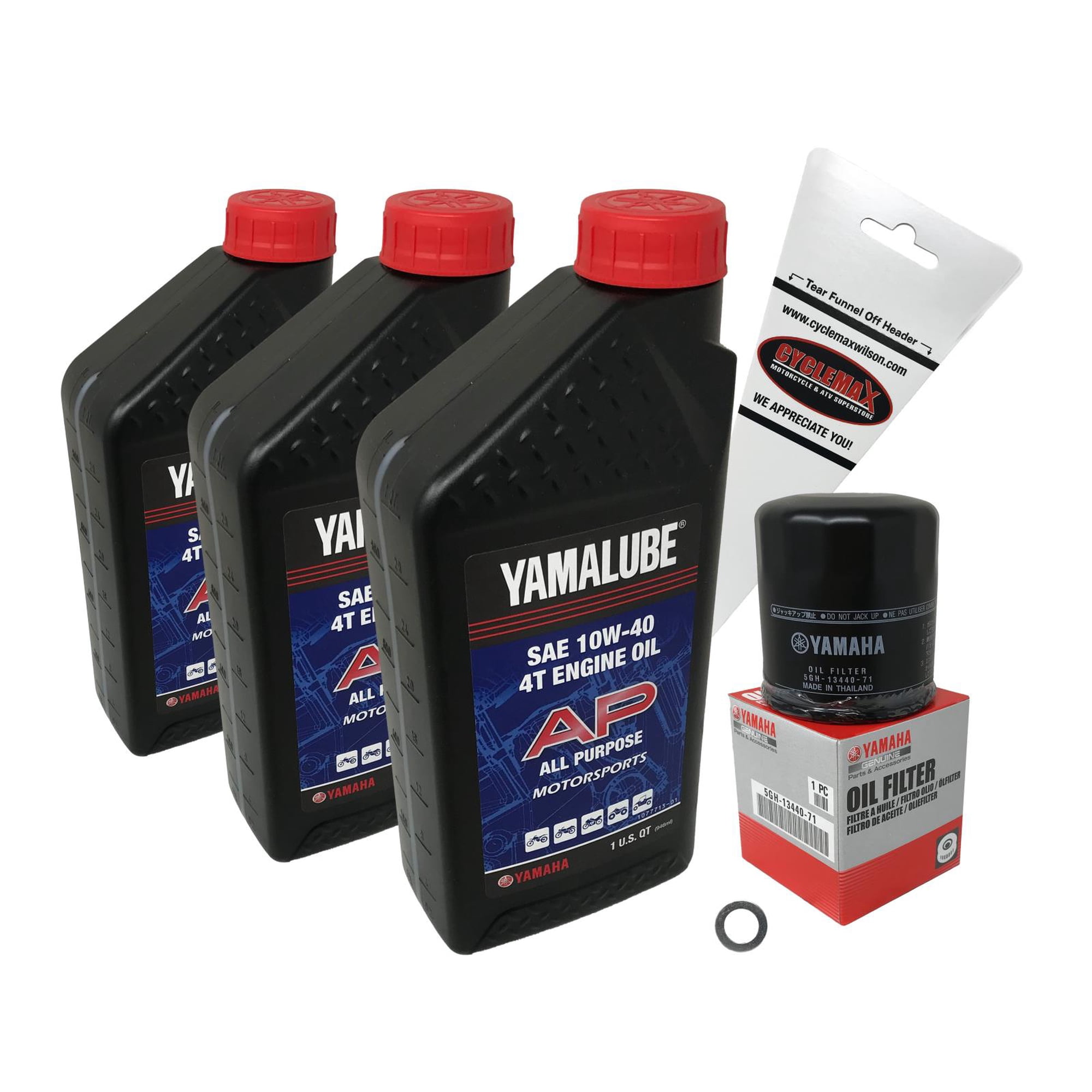 Cyclemax Oil Change Kit for 2002-2008 Yamaha GRIZZLY 660 4x4 with 10W-40 Oil