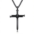 thumbnail image 1 of Collar de acero inoxidable negro para hombre, colgante de Cruz de uñas, cadena, Iglesia Cristiana, regalo de bautismo, venta al por mayor, 1 of 4
