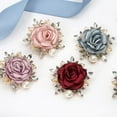 thumbnail image 3 of Jeachry Women Brooch 3D Rose Leaf Faux Pearl Rhinestone Lapel Collar Pin Bag Scarf Hat Decoration Brooch Prom Party Jewelry, 3 of 8