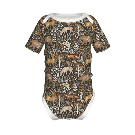 

Gaeub Moose fox bear leaf tree Print Infant Climbing Onesie Toddler Outfit Newborn Baby Bodysuit Baby Boy Girl Clothes -18 Months