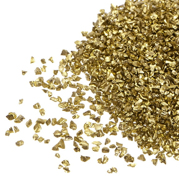 Unique Bargains Gold Tone Irregular Metallic Glitter Crushed Glass Chips, 20g, 1-3mm