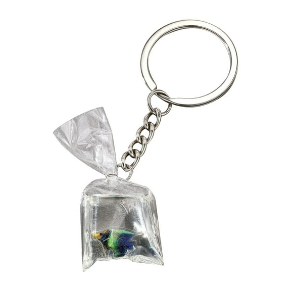 Fogun Creative Resin Water Bag Keychain Charm Stylish Resin Fish Keychain with Water Bag Hangings Decoration