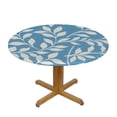 thumbnail image 3 of JEUXUS  Round Tablecloth with Flannel Backing Table Cloth Cover PVC Wipeable Spillproof Peva Waterproof Oilcloth Lace Floral Tablecloths Blue Leaf, 3 of 7