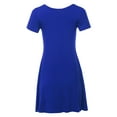 thumbnail image 2 of A2Y Women's Solid Printed Summer Casual T-Shirt Tunic Swing Dress with Side Pockets Royal Blue M, 2 of 6