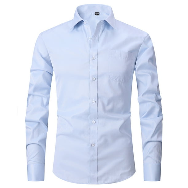 Blusa y camisa de manga larga con cuello vuelto para hombre, cárdigan liso con cuello vuelto, blusa de negocios con botones