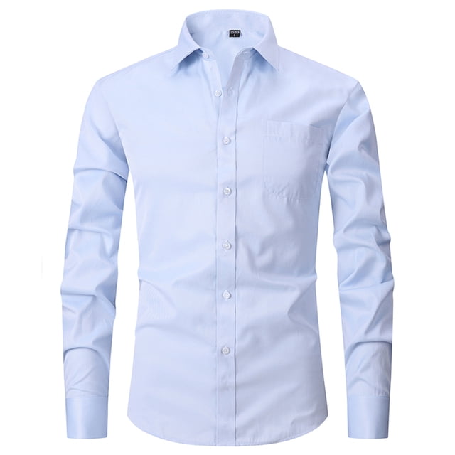 AherBiu Plus Size Mens Dress Shirts Long Sleeve Button down Regular Fitted Wrinkle Free Shirt Business Formal Shirts