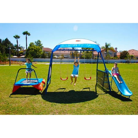 shaded metal walmart swing set with trampoline fitness for kids