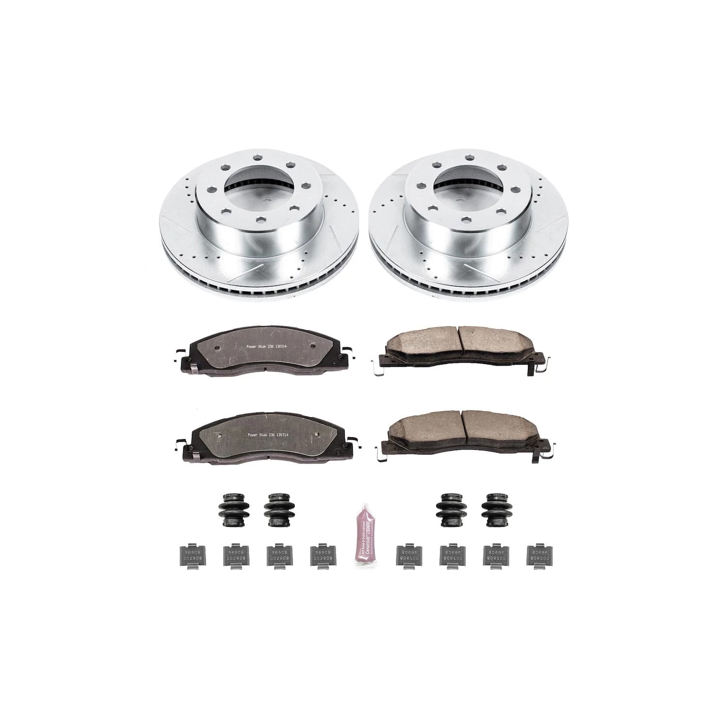 PowerStop Front Z36 Truck & Tow Carbon-Fiber Ceramic Brake Pad and Drilled and Slotted Rotor Kit Fits: DODGE Select Models K5411-36