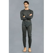 247 Frenzy Men's Essentials Knocker 2 PIECE SET Long Johns Thermal Underwear Set - Charcoal Gray TU001 CHG (XL)