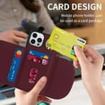 thumbnail image 5 of for iPhone 12 Pro Max / 13 Pro Max Case with Card Holder,360°Rotatable Ring Holder Stand - Magnetic RFID Blocking Wallet Phone Cases for Women(Wine Red), 5 of 14