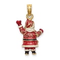 thumbnail image 4 of Solid 14k Yellow Gold 3-D Enamel SANTA Charm Pendant - 24mm x 14mm, 4 of 6