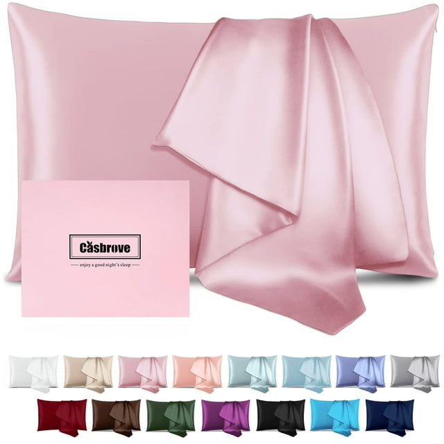 Funda de Almohada de Seda Casbrove de Seda de Morera Suave y Transpirable Rosa