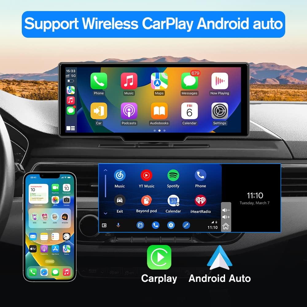 AWESAFE Portable Wireless Apple Carplay and Android Auto Car Radio Ste –  AWESAFE SHOP