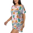 thumbnail image 2 of Fuzoiu Tropical Plants Print Women's Short-Sleeved Pajama Set,Lounge Sleepwear Set,Womens Pajama Sets 2 Piece,Button-Up Top and Shorts with Pockets-X-Large, 2 of 7