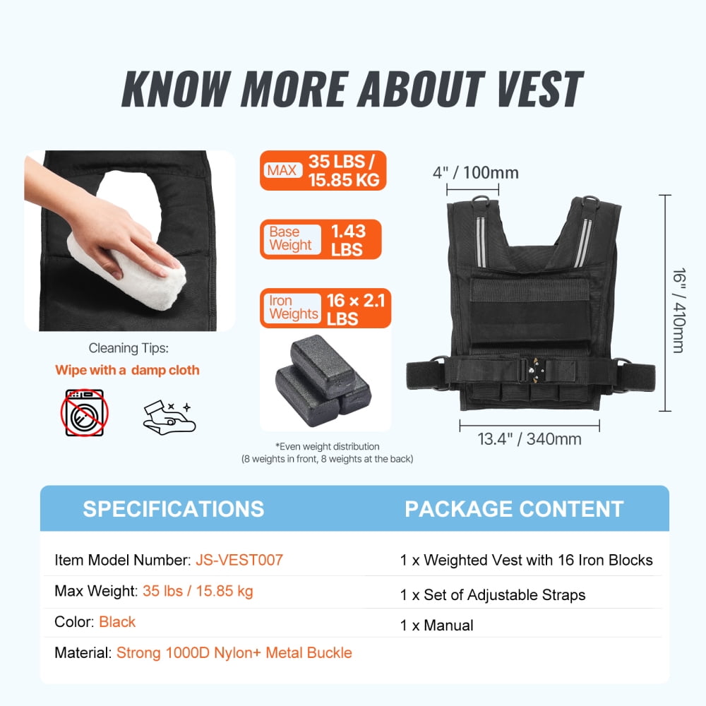 35lb Adjustable Weighted Vest for Men and Women, Breathable Workout Vest with Quick Release Buckle, for Strength Training and Running