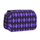 thumbnail image 1 of Disketp purple argyle Estuche de Lápices de Doble Capa con Tapa Abatible y Cremallera, Organizador Escolar para Adolescentes y Adultos, 1 of 7
